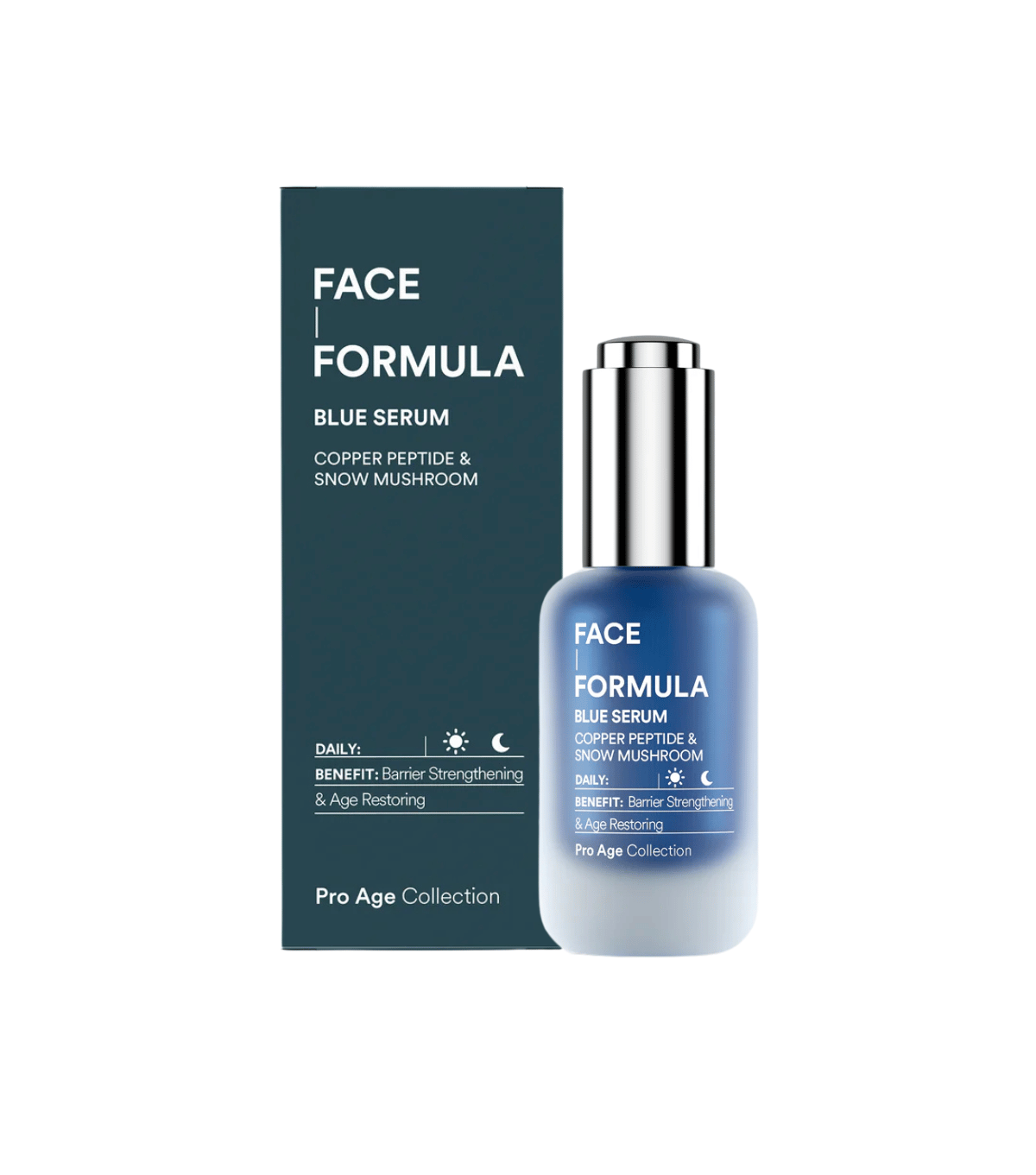 Blue serum med förpackningen. barriär serum och anti age serum