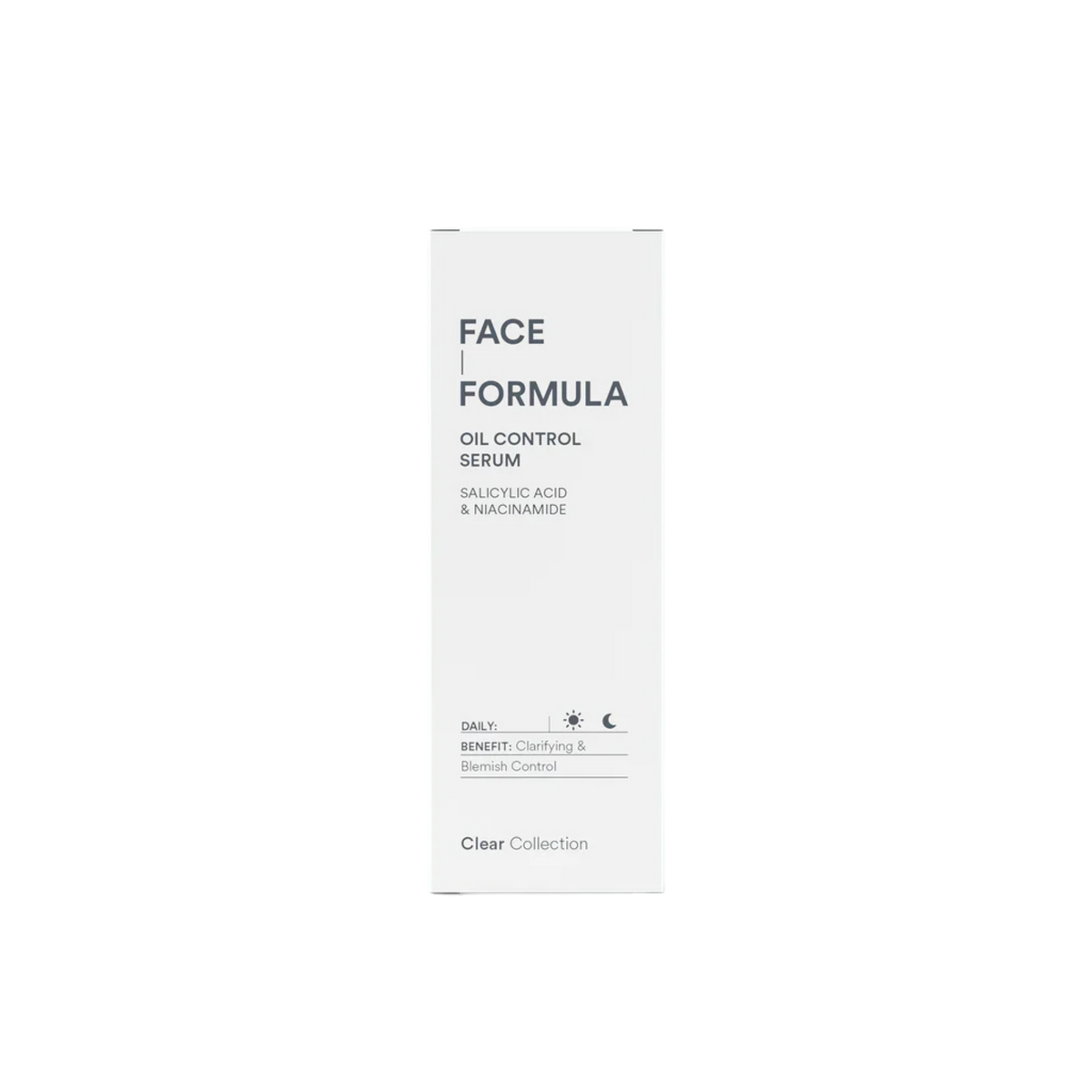 Oil Control Serum förpackning - Face formula serum får oljig hud eller obalanserad hud och akne